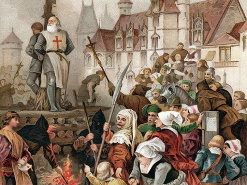 Jacques de Molay, dernier Grand Ma&icirc;tre des Templiers, b&ucirc;cher &icirc;le de la Cit&eacute; Paris 1314