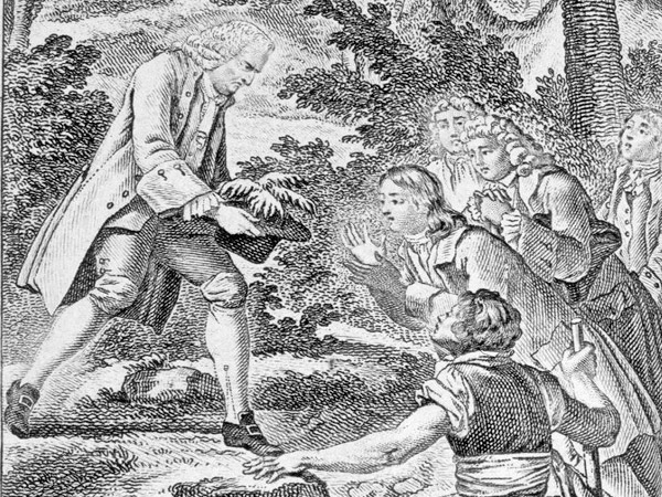 Bernard de Jussieu, botaniste fran&ccedil;ais, plante un c&egrave;dre du Liban dans le jardin des plantes &agrave; Paris