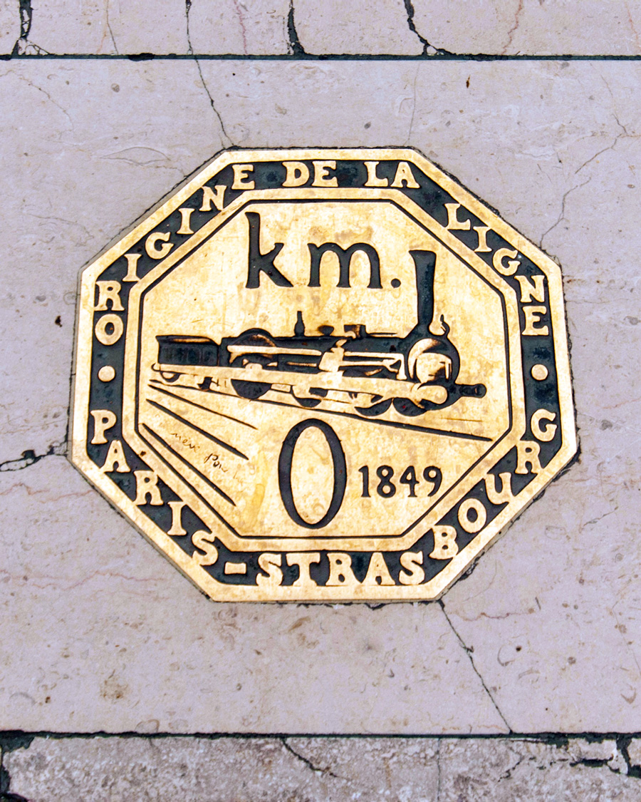 Le point kilométrique zéro des tains de France, à la Gare de l'Est